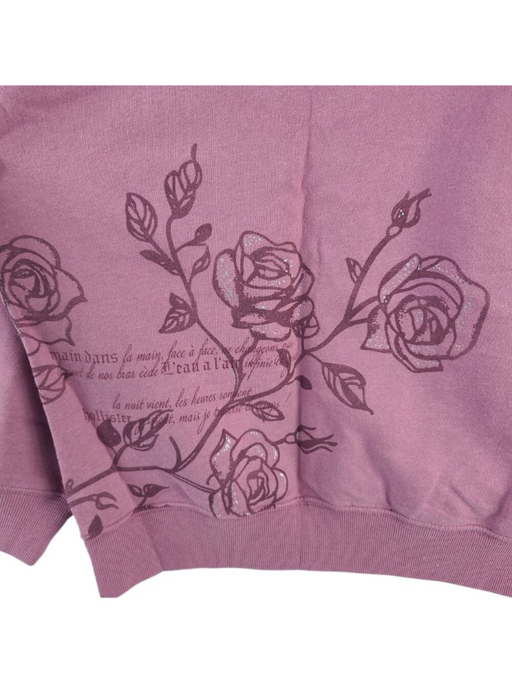 NEW Hollister Women's XL Mauve Hoodie Rose Graphic Design Kangaroo Pocket - Picture 8 of 8